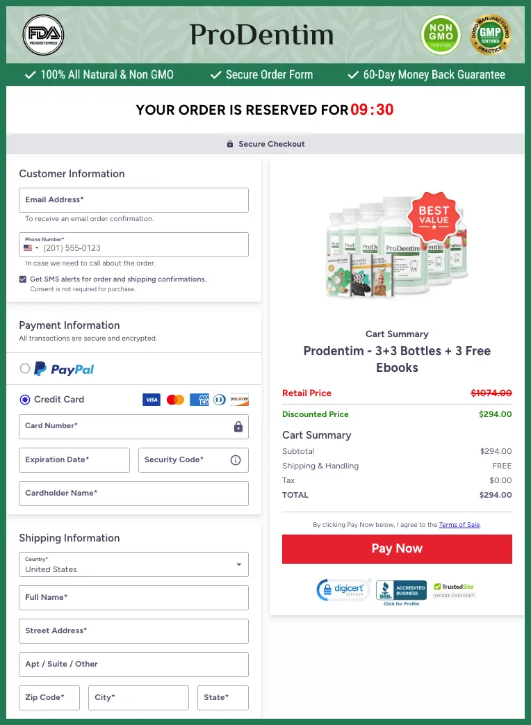 ProDentim Official Website Secure Order Page